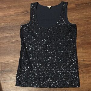 J. Crew Black Sequin Scoop Neck Tank - Women